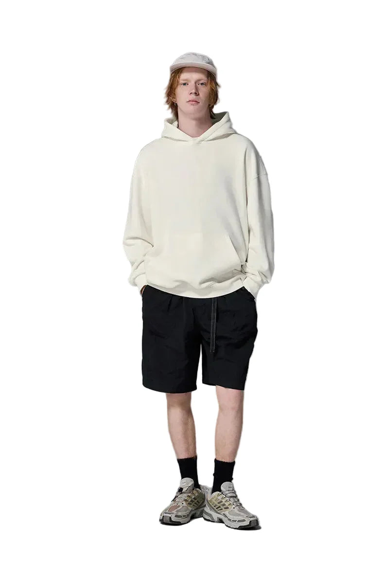 Einfacher Minimalistischer Fleece Hoodie in Uni-Farben