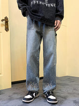 Flame Print Baggy Wide Leg Jeans