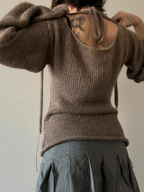 Y2K Transparenter gestrickter U-Boot-Pullover