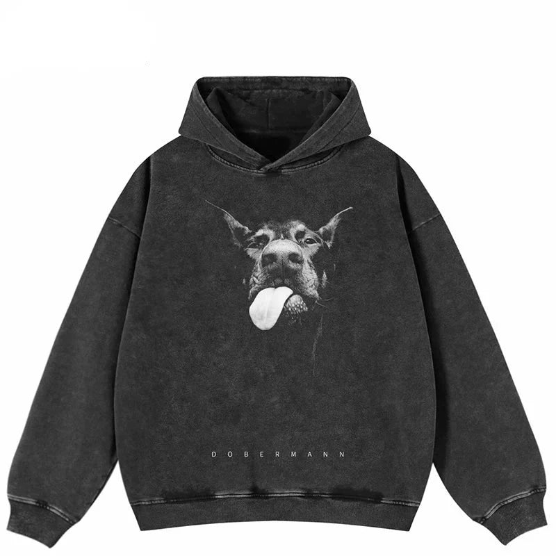Funny Doberman Graphic Oversized Hoodie