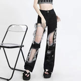 Ripped Holes Gothic High Waist Jeans