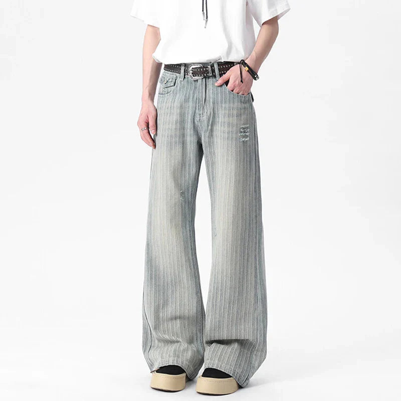 Cowboy Striped Washed Denim Pants