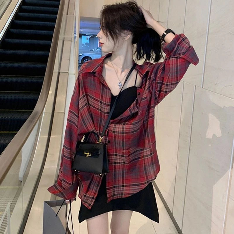 Summer Plaid Women's Oversized Shirt