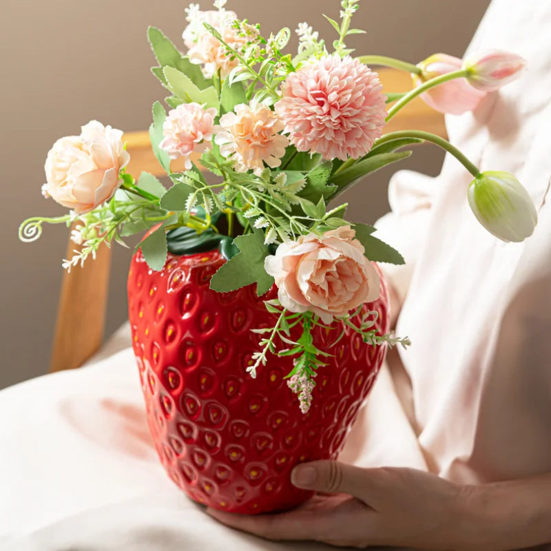 Ceramic Strawberries Vase