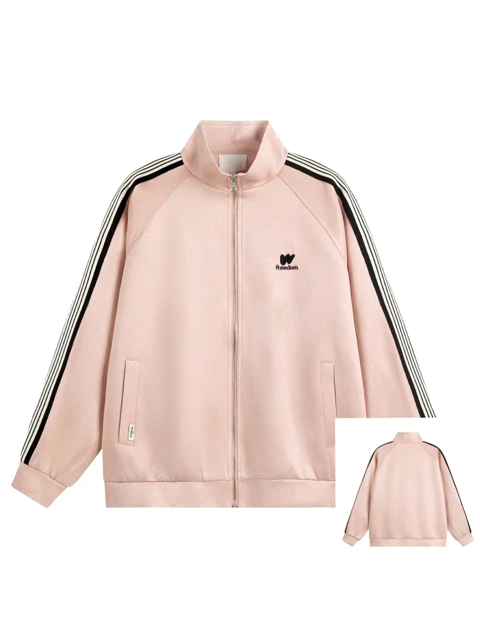 Gestreifter Damen-Sweatshirt mit Reißverschluss für den Frühling