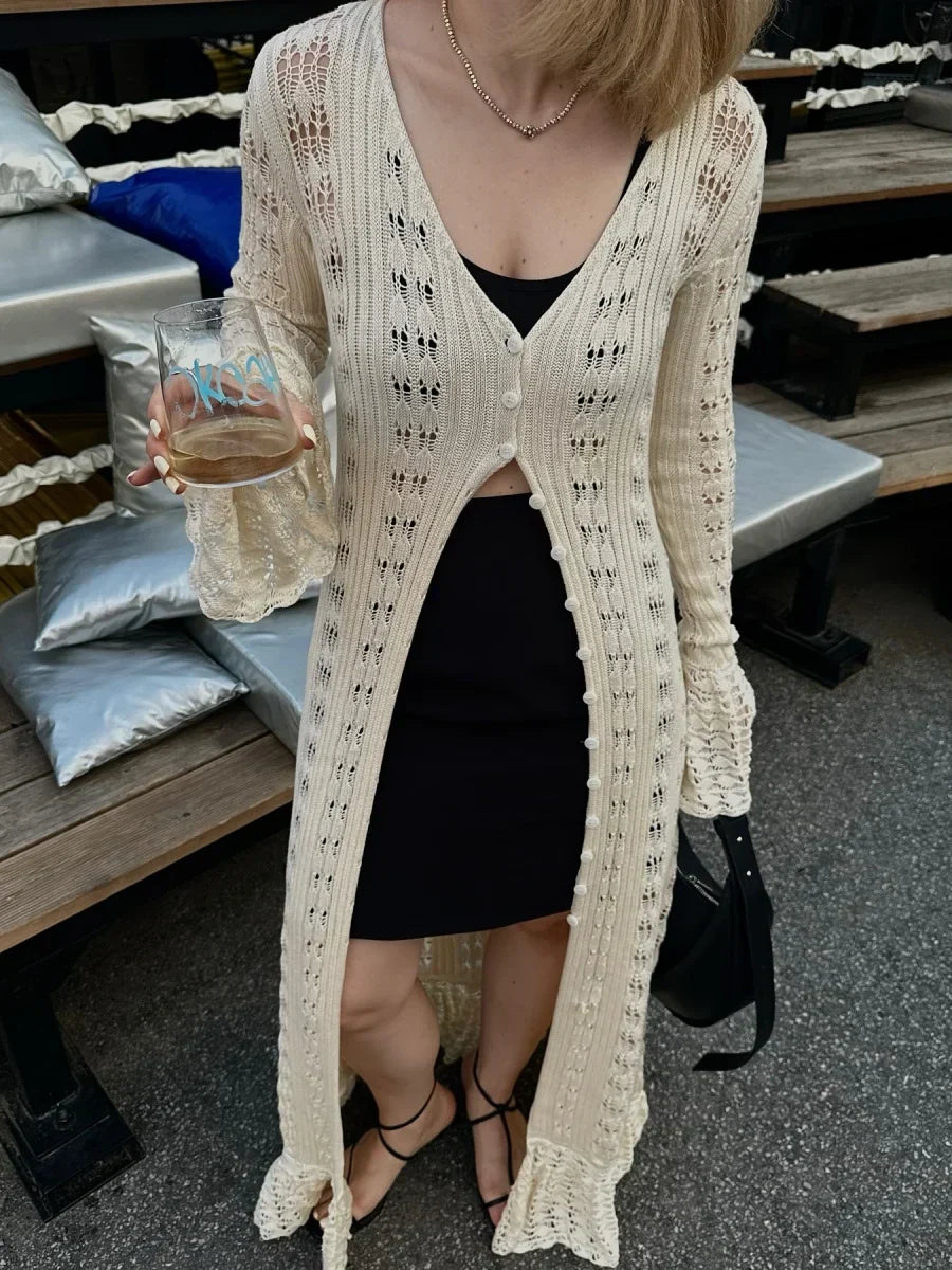 Handmade Crochet Knit Long Cardigans for Women