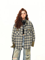Casual Contrasting Color Plaid Shirt