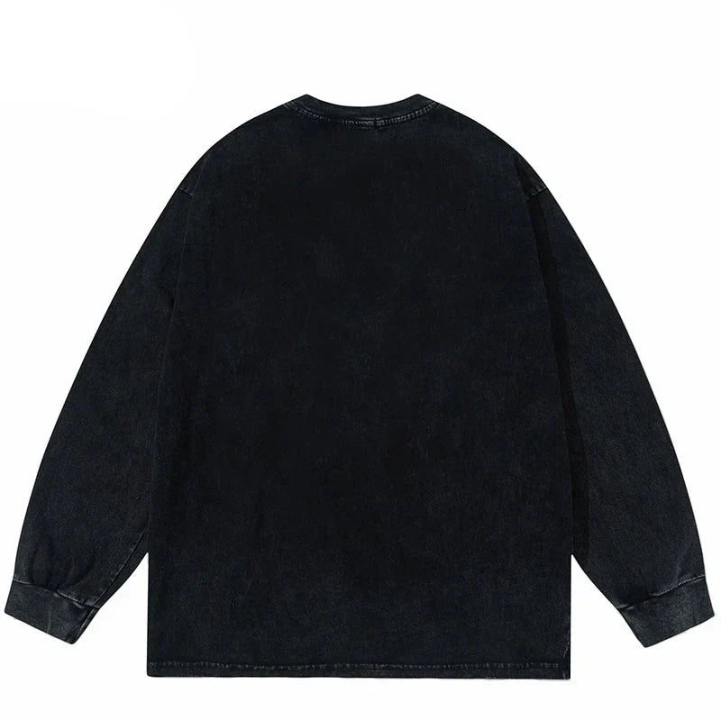 Graphic Rock Guitar Cat Print Sweatshirt