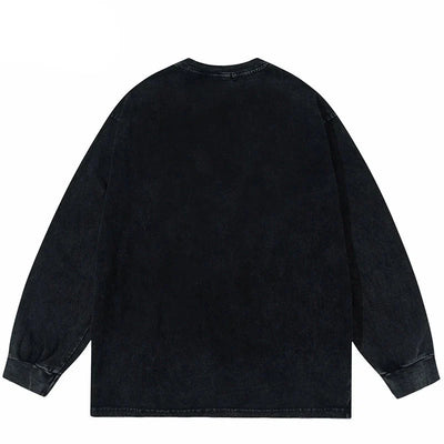 Graphic Rock Guitar Cat Print Sweatshirt