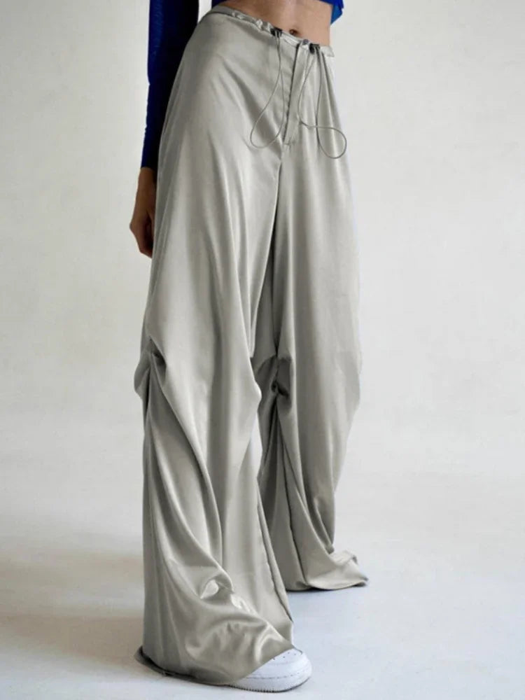 Parachute Solid Color Elegant Wide Leg Pants