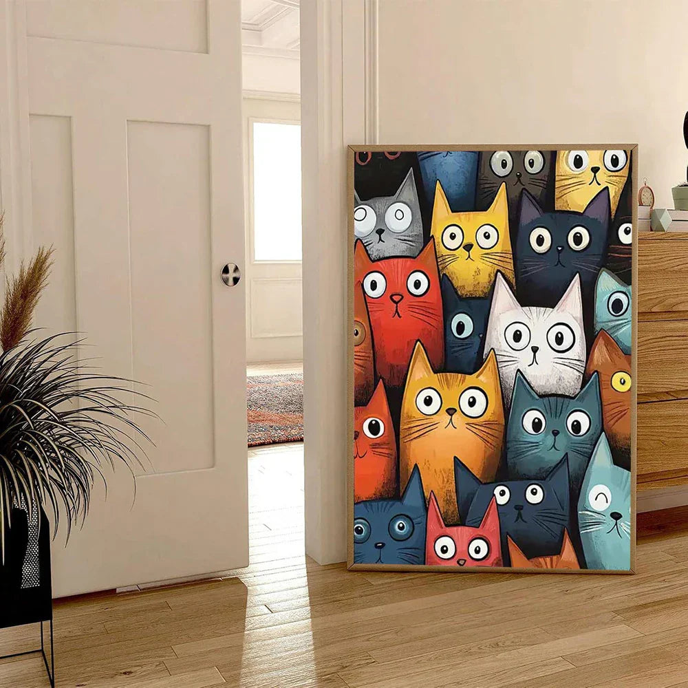 Nordic Cartoon Cat Art