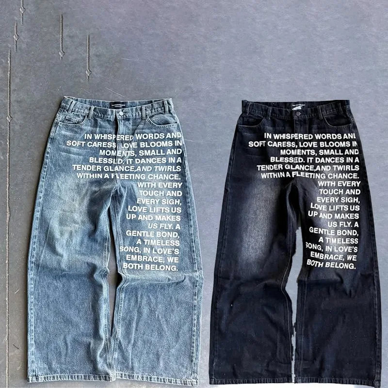 Vintage Metro Quotes Wide-leg Jeans