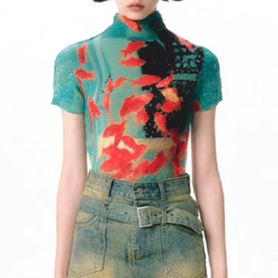 Y2K Slim Half Collar Top