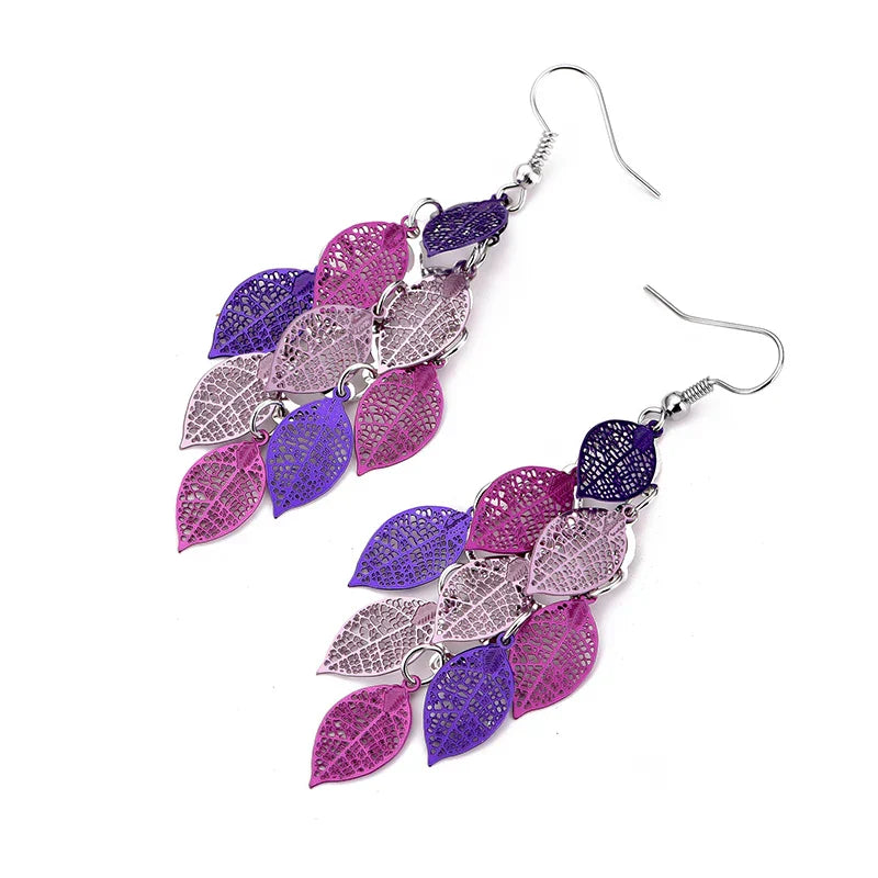 Vintage Hollow Leaves Shiny Earrings