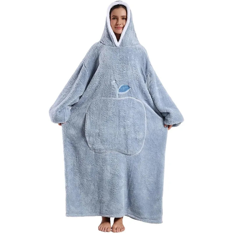 Apple Winter Flannel Hooded Blanket