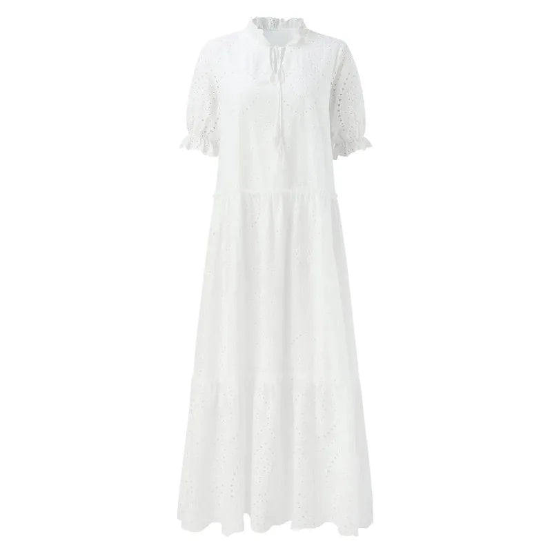 Summer Bohemian Loose Midi White Boho Dress