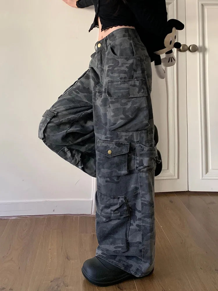 Low Rise Waist Camo Cargo Pants