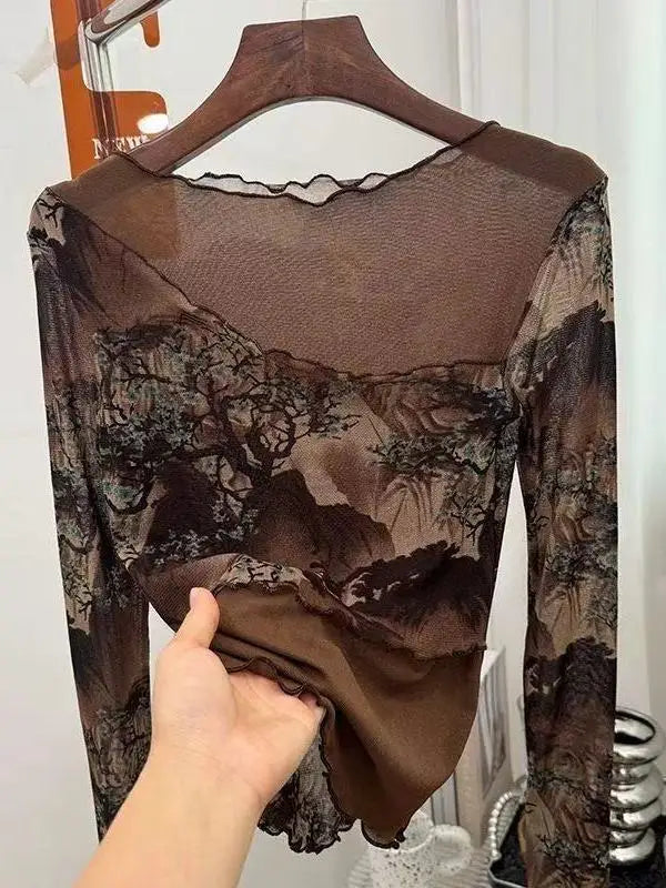 Fairy Grunge Mesh Sheer Top