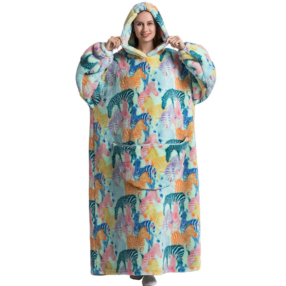 Animal Printed Hooded Blanket