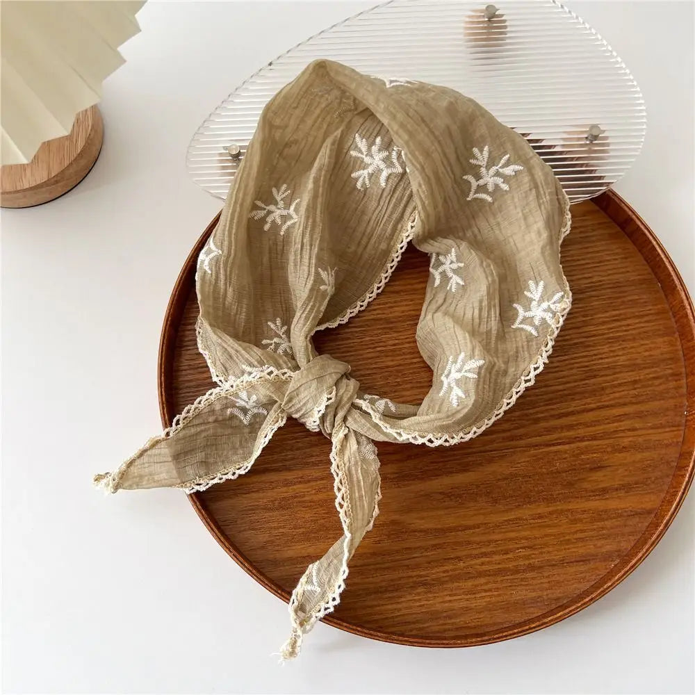 Floral Lace Triangular Head Scarf