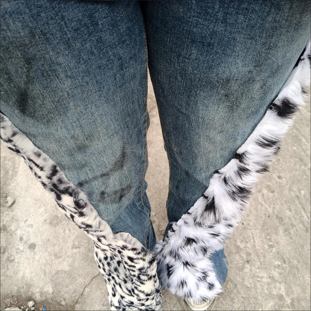 Vintage Schlagjeans mit Leopardenstern-Print