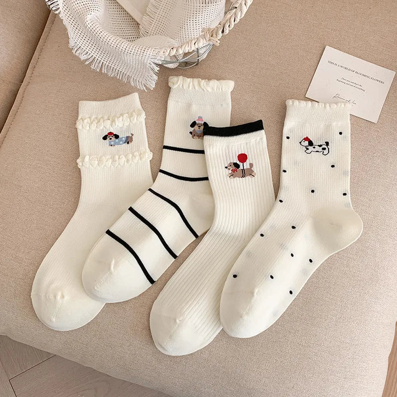 Polka Dot Spring Middle Tube Socks