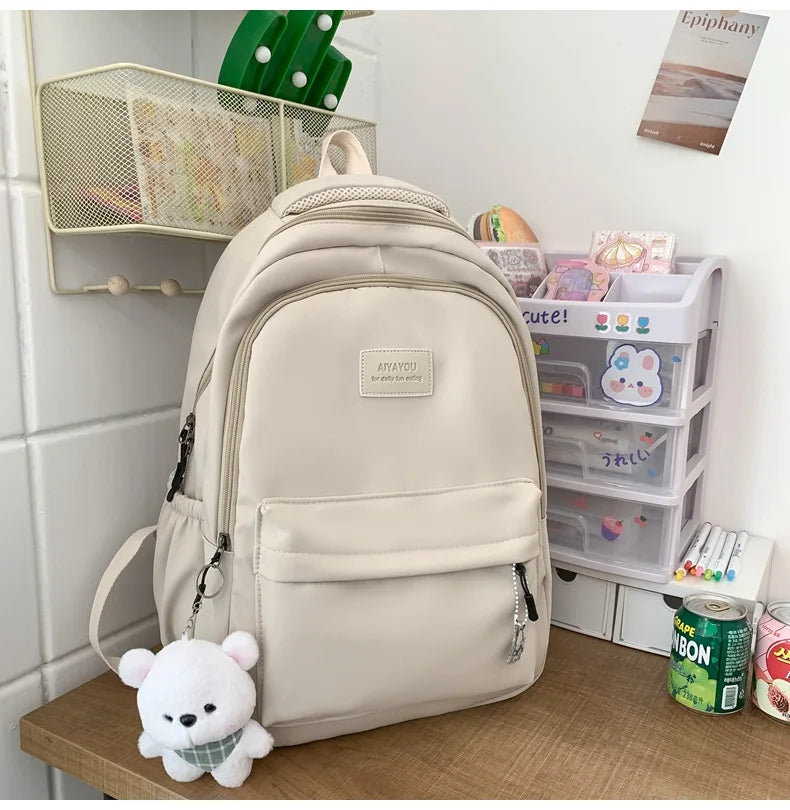 Lightweight Solid Color School Backpack
