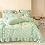 Cream White Princess Ruffles Bedding Set