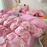 Korean Pink Letter Bedding Set