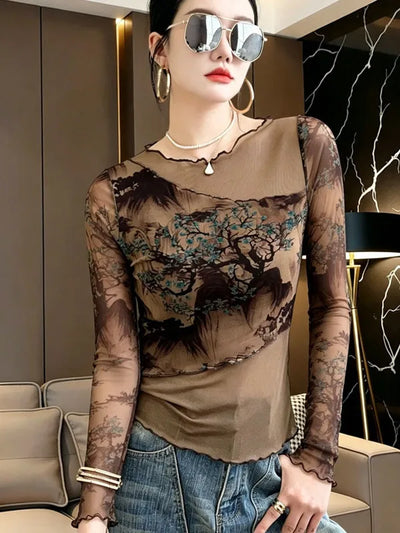 Fairy Grunge Mesh Sheer Top