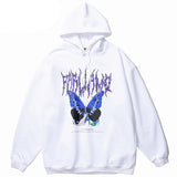 Sudadera con Capucha Oversize con Mariposa Negra Lavada