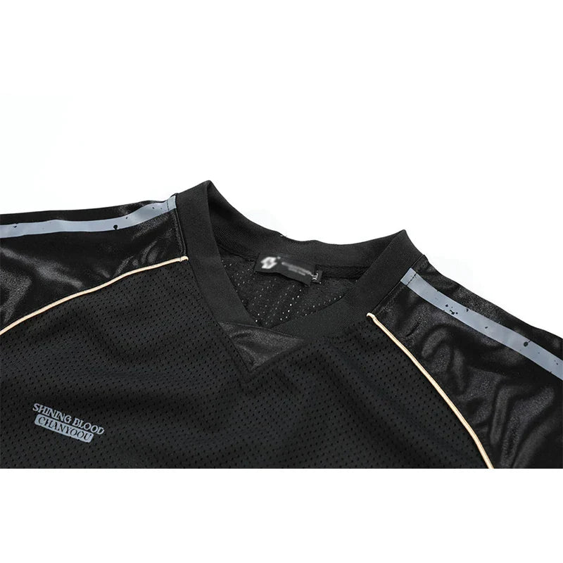 Breathable Spliced Letter Patchwork T-Shirt