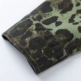 Leopard Green Denim Jacket
