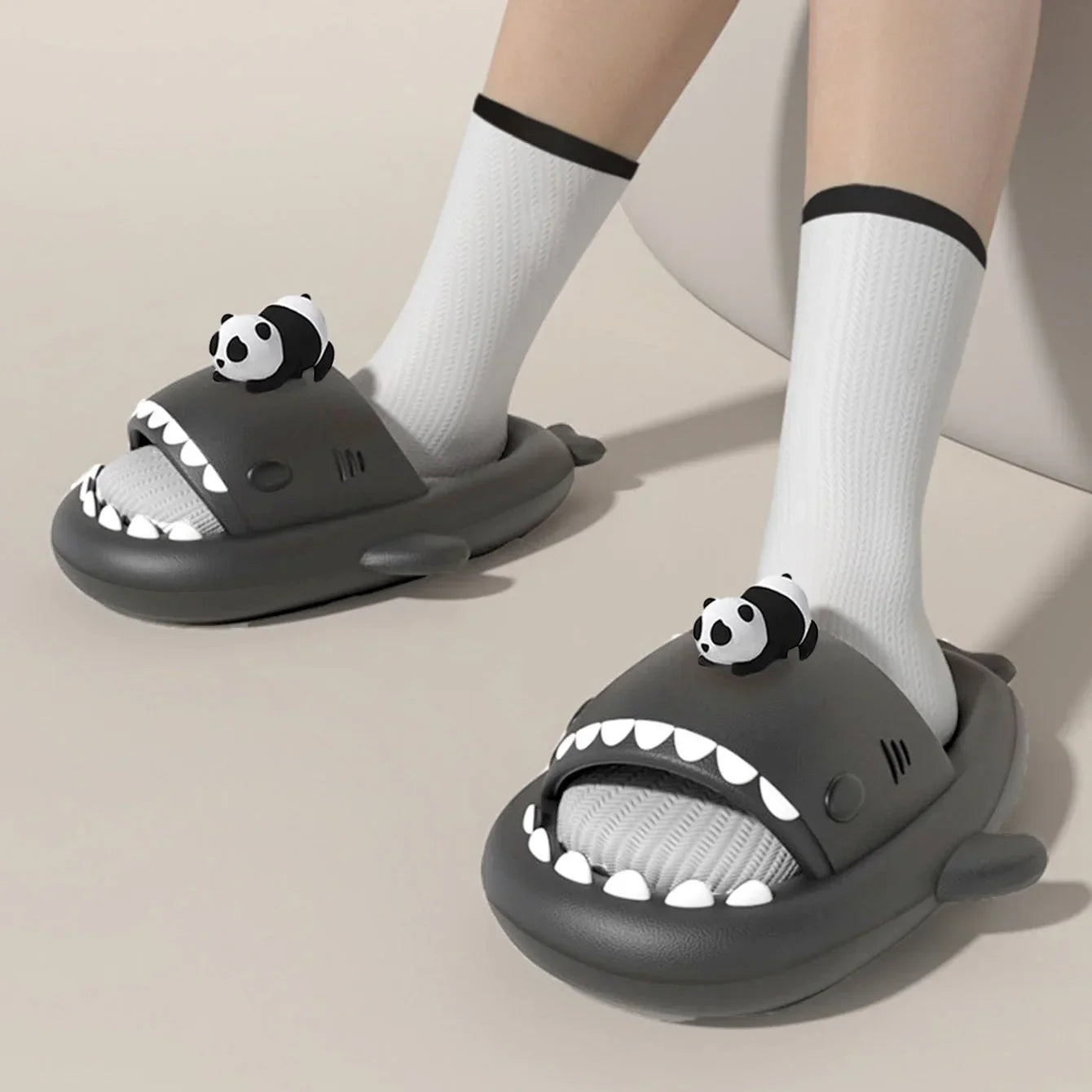 Thick Sole Night Glow Shark Slippers