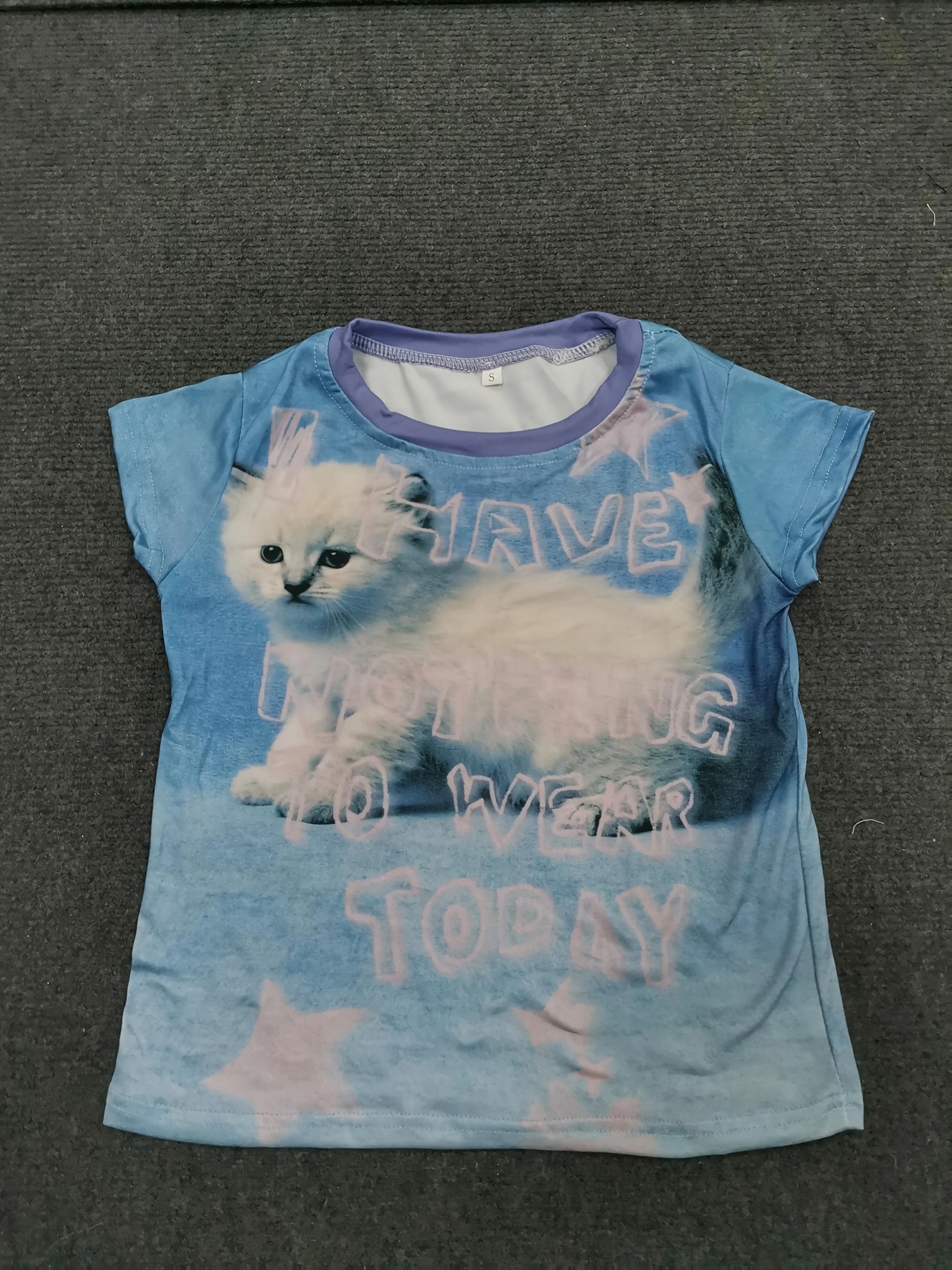 Summer Cute Cat O-neck Baby Tee
