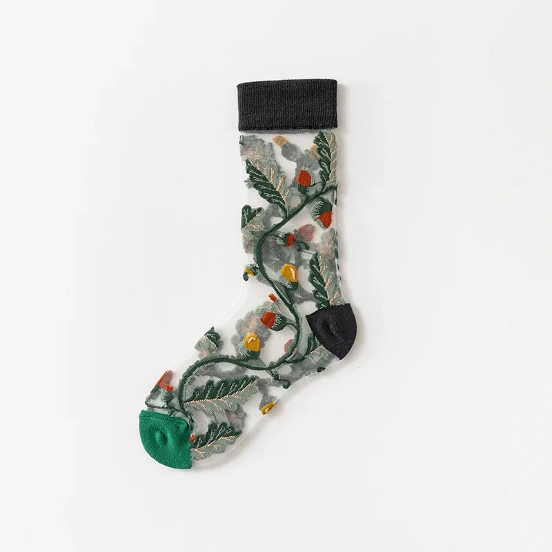 Summer Floral Crew Neck Socks