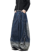 Jeans mit weitem Bein und Farbverlauf im Used-Look