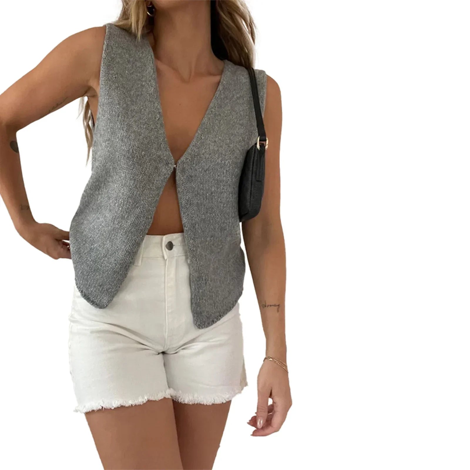 Y2K Tank Top Cardigans For Women Knitted Crochet