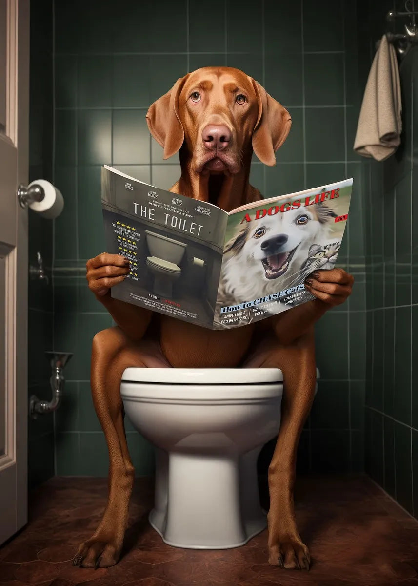 Dog Reading Newspaper Poster