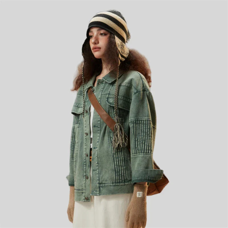 Washed Motorcycle Denim Jacket