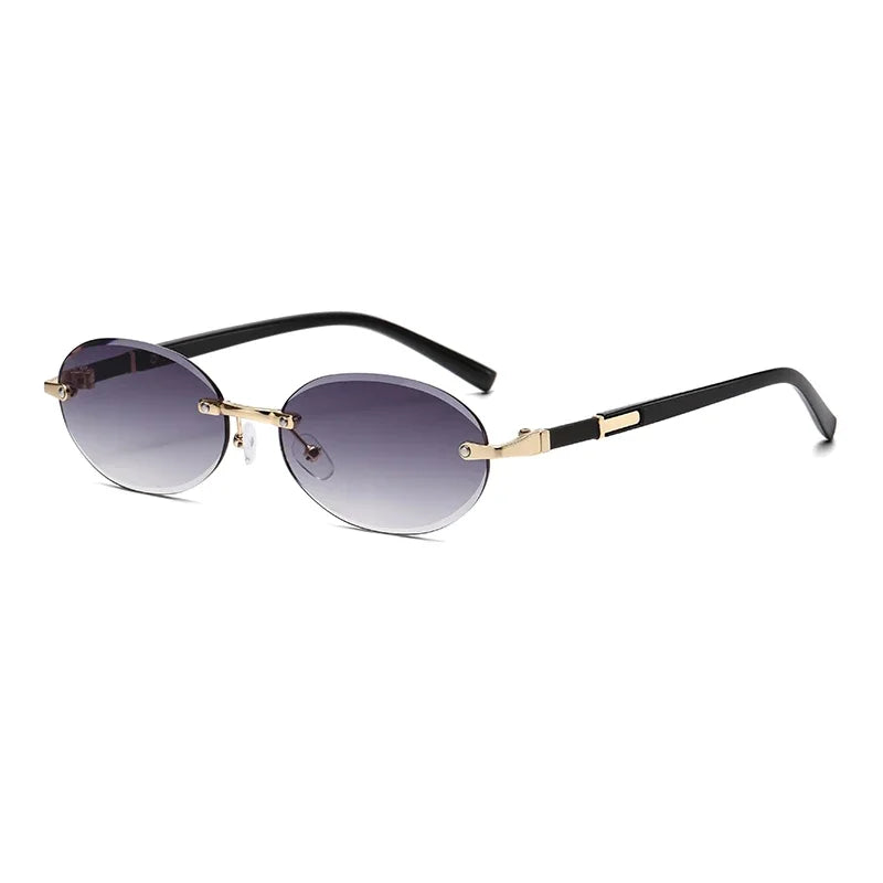 Luxury Oval Frame Metal Sunglasses