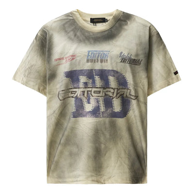 Vintage T-Shirt mit Buchstaben-Print und Rundhalsausschnitt