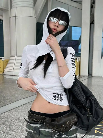 2000s Long Sleeve Gothic Hoodie