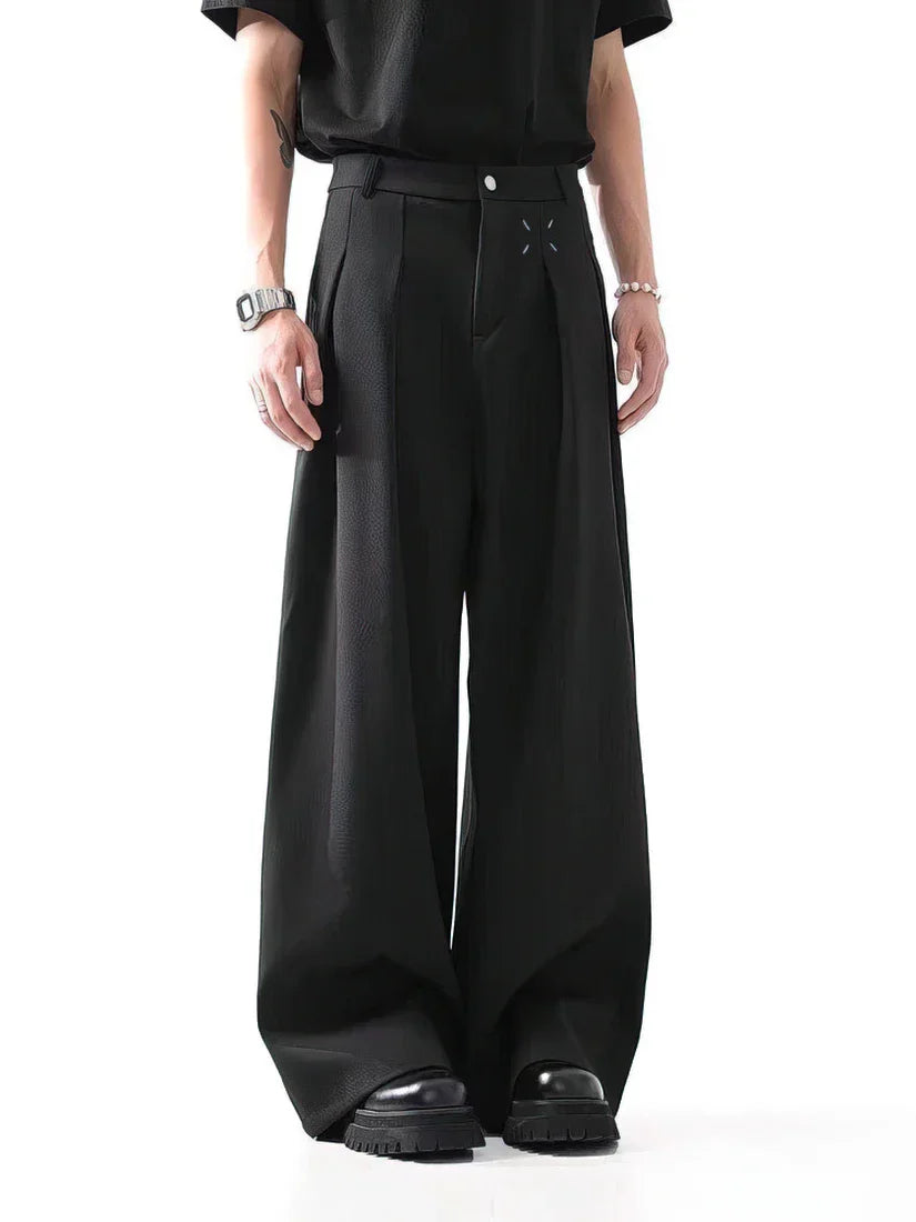 Black Classic Straight Leg High Waist Pants