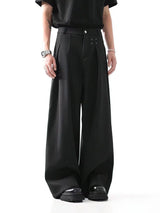 Black Classic Straight Leg High Waist Pants