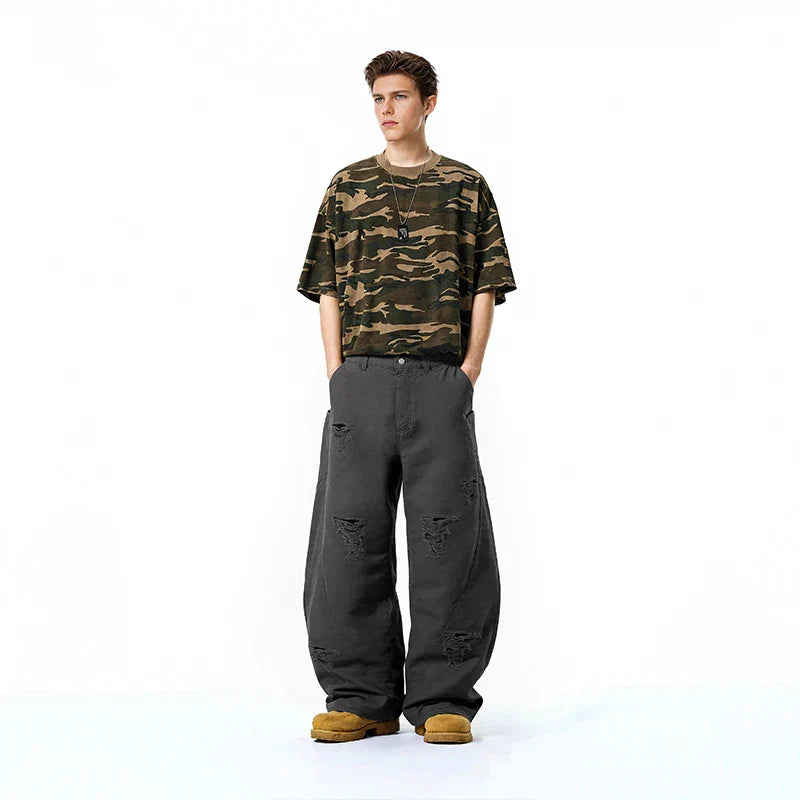 Vintage Distressed Gray Cargo Pants