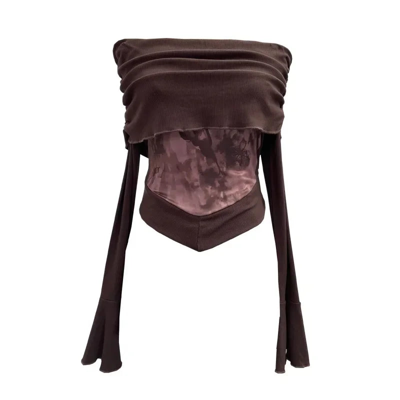 Fairycore Butterfly Ruched Off Shoulder Top