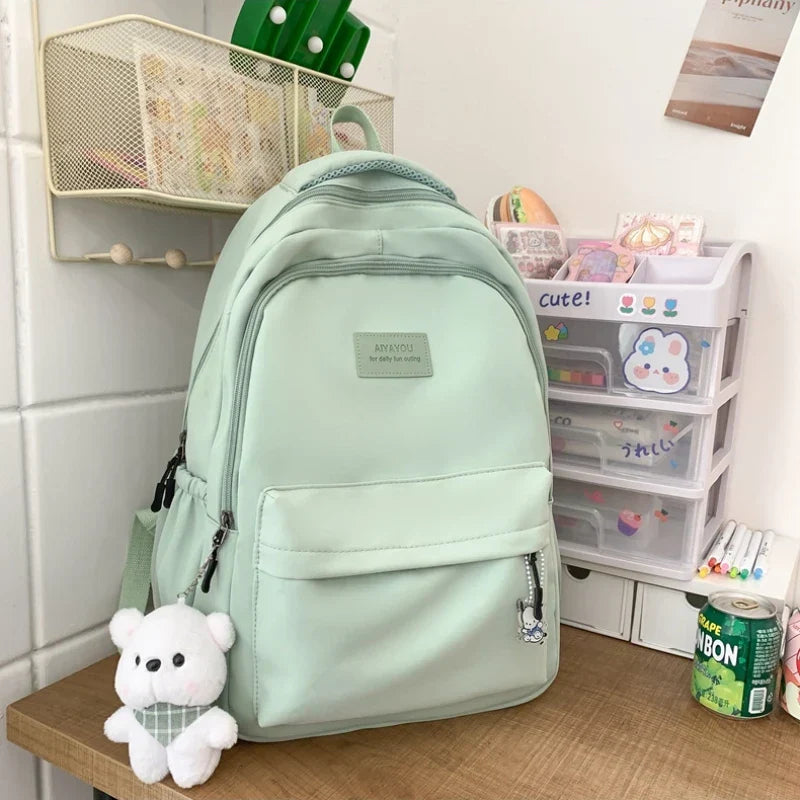 Lightweight Solid Color School Backpack