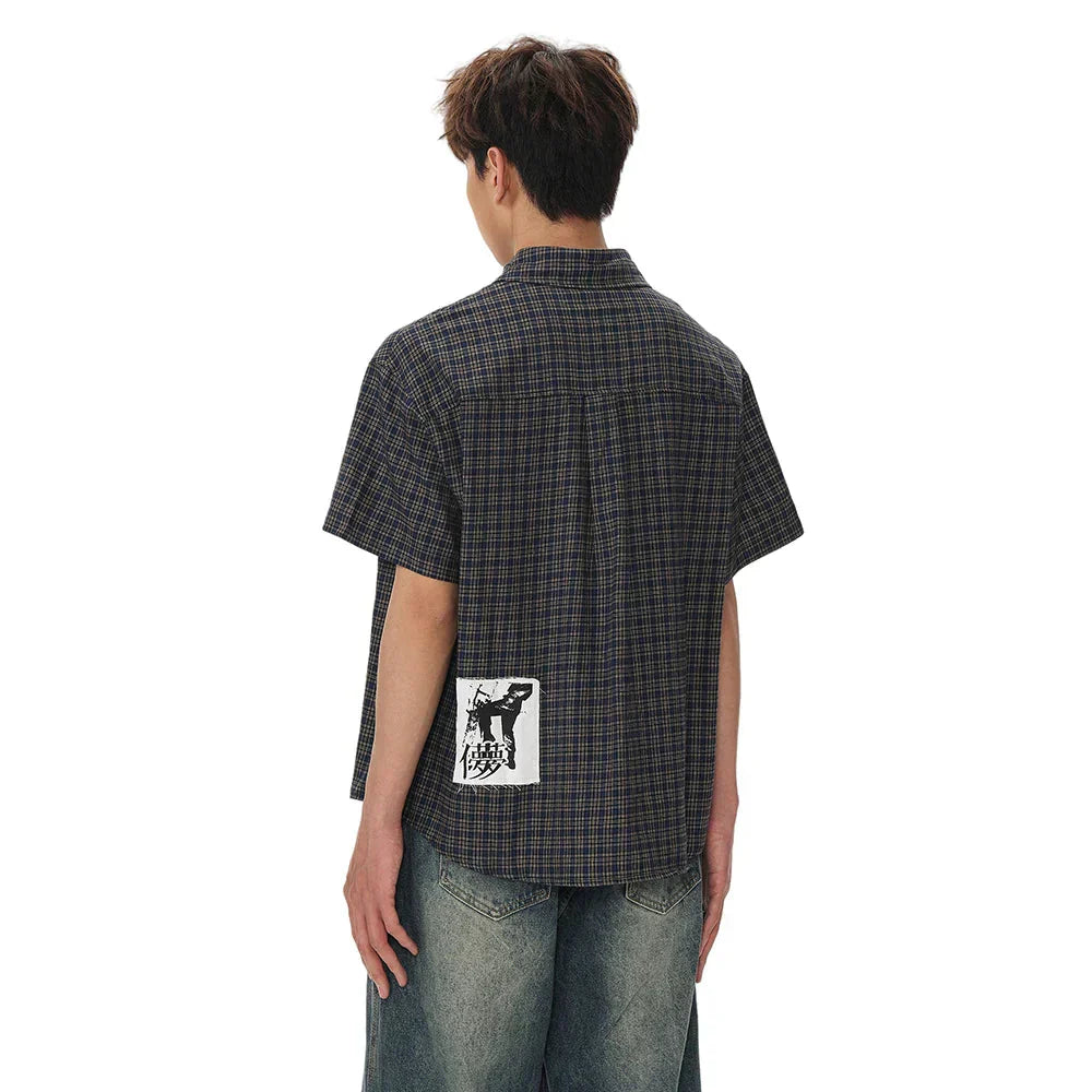 Casual Retro Graffiti Plaid Shirt