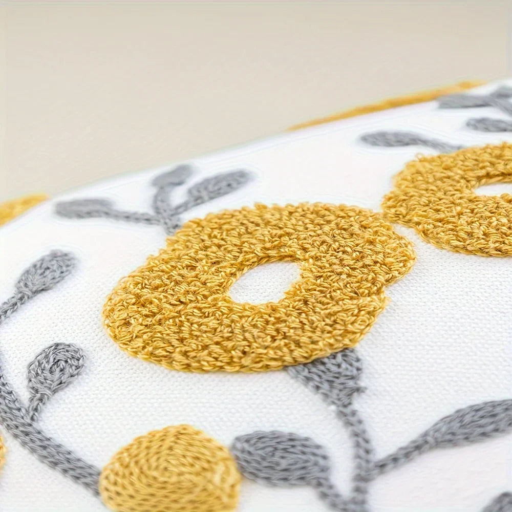 Floral Tufted Decorative Pillow Cover